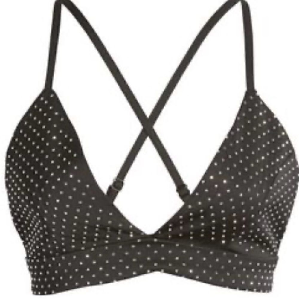 HEIRESS BEVERLY HILLS Crystal Bra Top stone bralette shirt cross cross half top